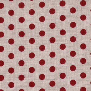 Red Polka Dots on Natural Linen