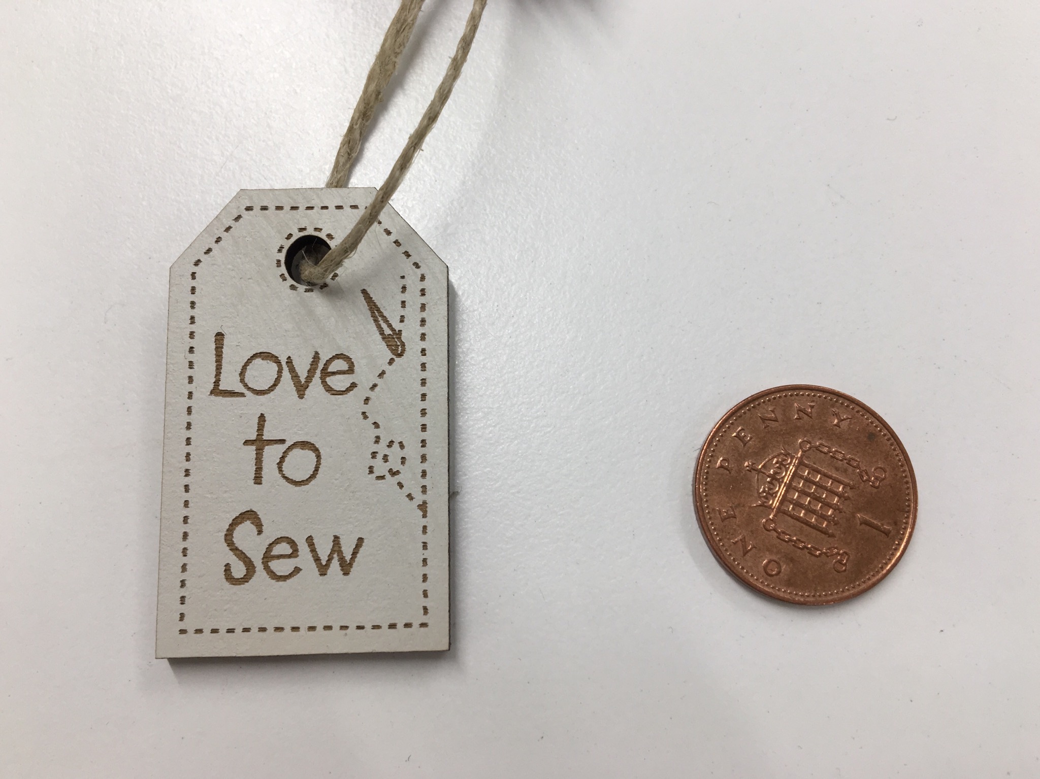 Wooden Painted Love to Sew Tag Coast & Country