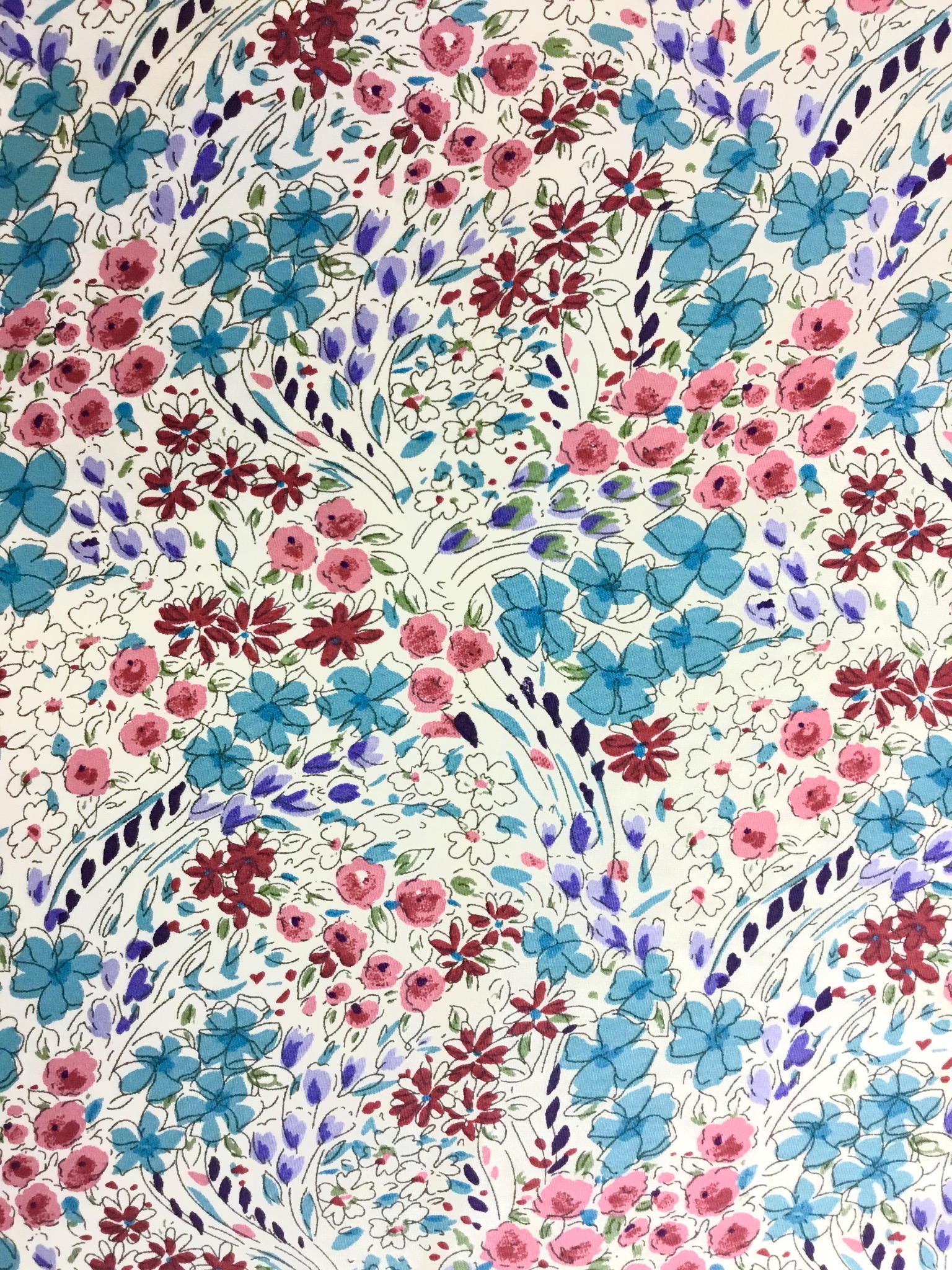 METRE Cotton Lawn Maya Floral Design on Cotton Dressmaking Fabric in Pink 
