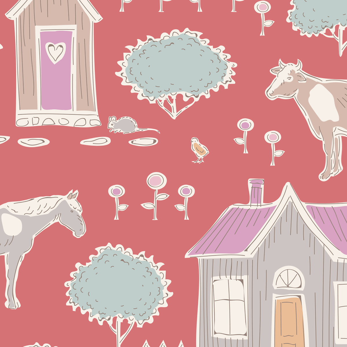 Tilda Tiny Farm Tiny Farm Rosehip Fabric end of roll