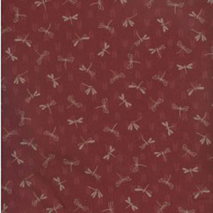 End of Roll - Japanese Print Fabric -Red Dragonfly