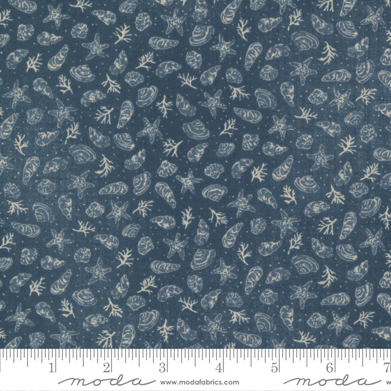 To the Sea - Ocean Shells Novelty Fabric
