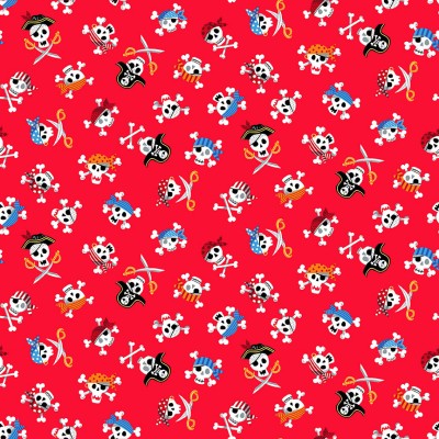 Pirates - Red Skulls Fabric