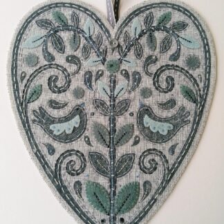 Folk Heart Embellished Lino Print Kit - Navy, by Louise Nichols Designs