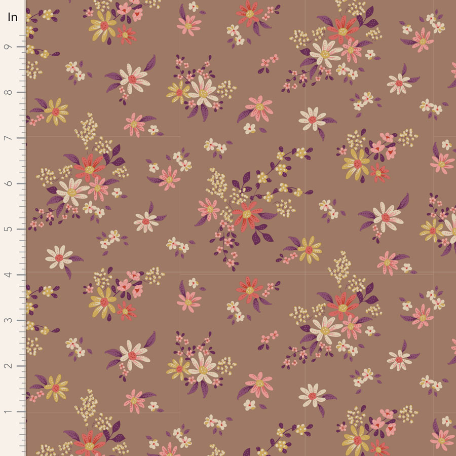 Tilda Daisyfield Taupe Fabric end of roll - Image 2