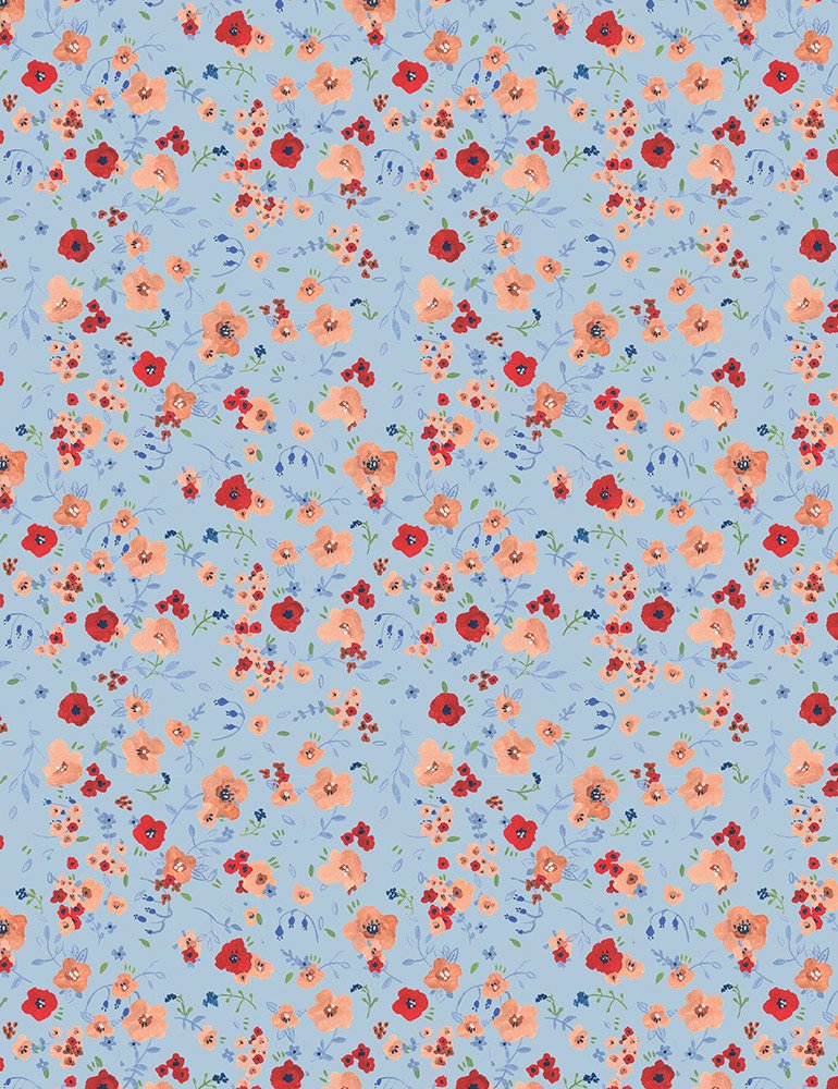 Country Cottage - Blue Floral Fabric