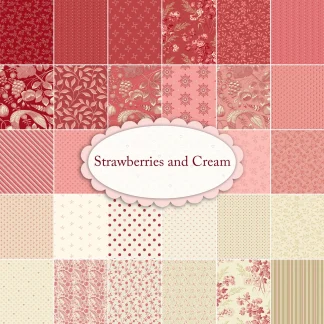 Strawberries and Cream Fabric by Edyta Sitar