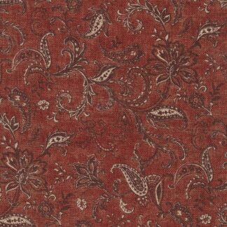Japanese Printed Poplin - Paisley Flowers on Red Fabric