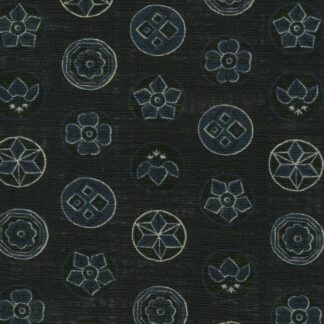 Japanese Printed Poplin - Icons in Circles Navy Fabric