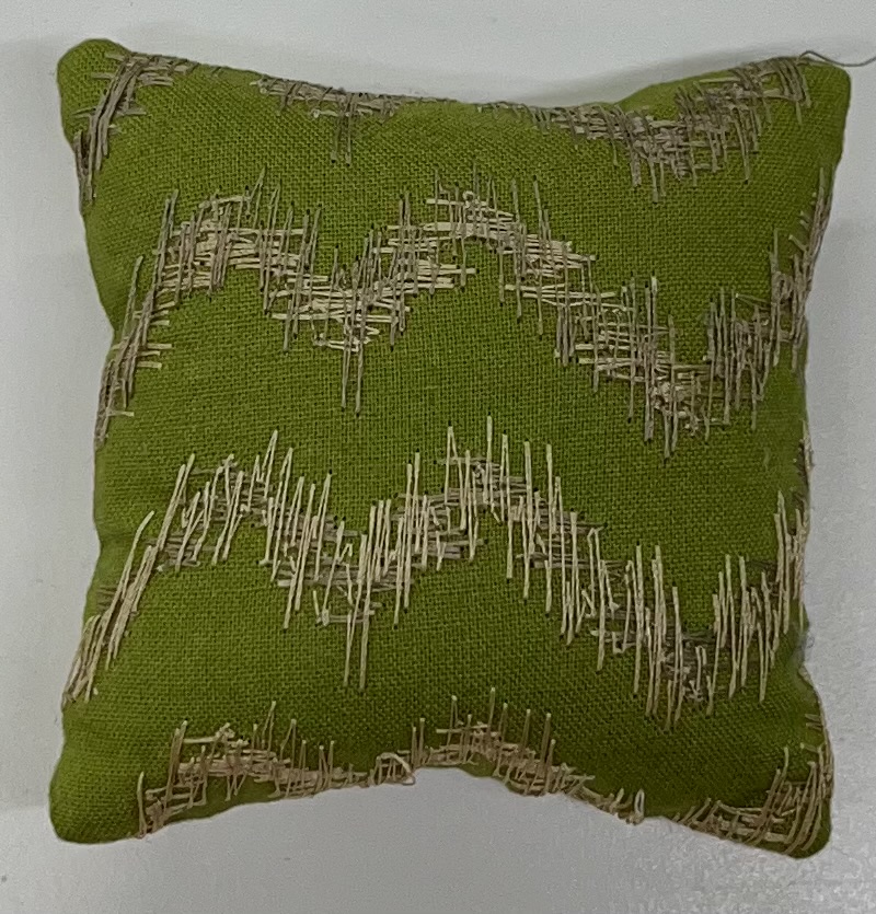 Alice Selwood Pincushion - Green and Taupe Scribble