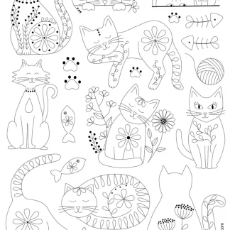 Stick and Stitch Embroidery - Folk Cats by Corinne Lapierre