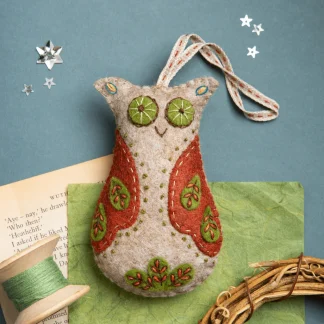 Wool Felt Folk Embroidered owl Kit by Corinne Lapierre