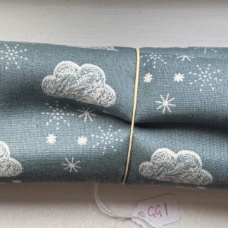 End of Roll - clouds on teal blue Fabric - GG1